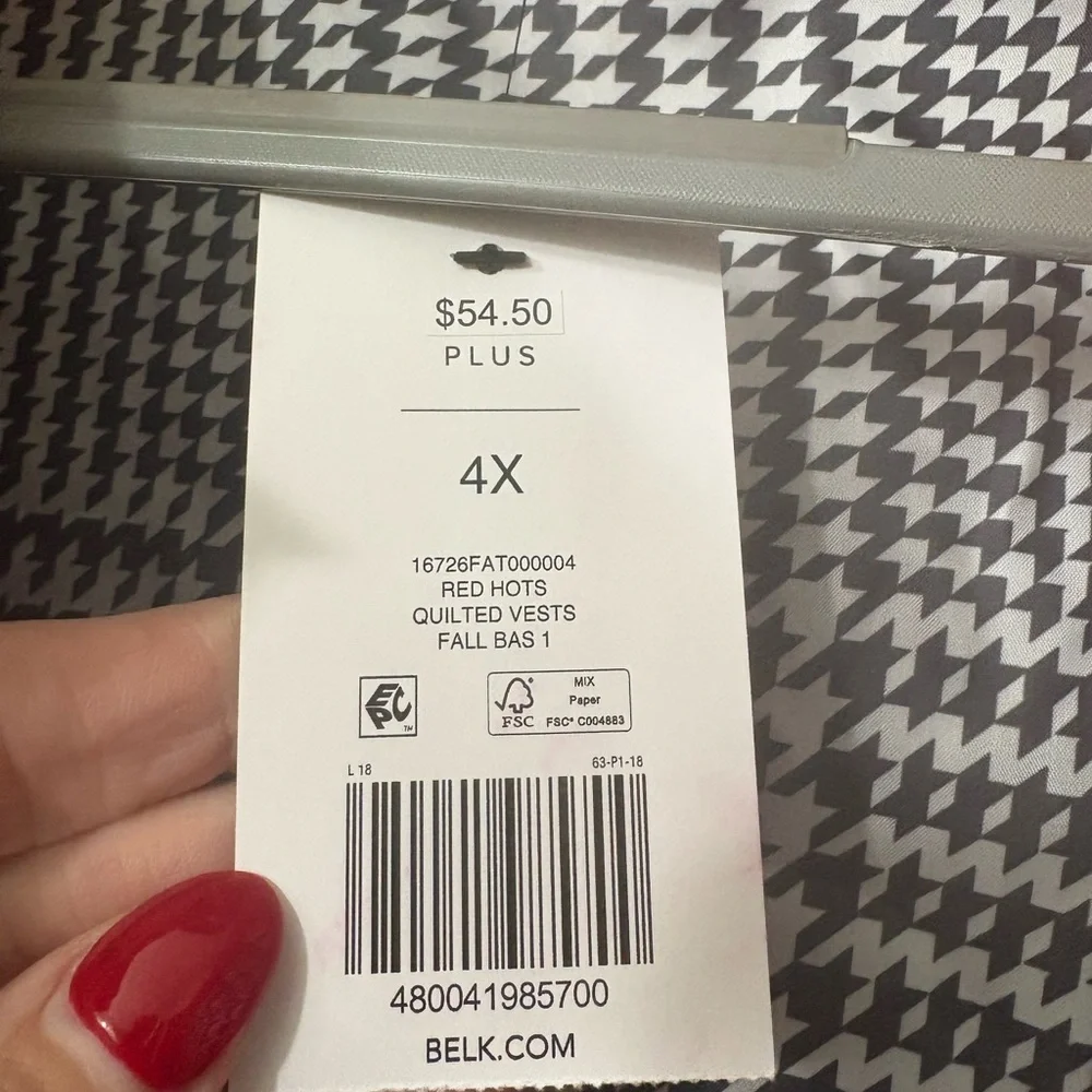 Kim Rogers NWT Red quilted Black Houndstooth Vest size 4X - Picture 6 of 7